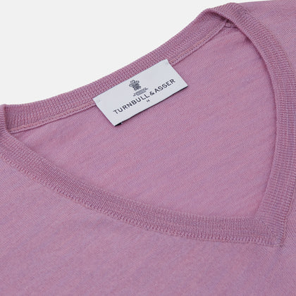 Pink Merino Kennedy V-Neck Jumper Image 1