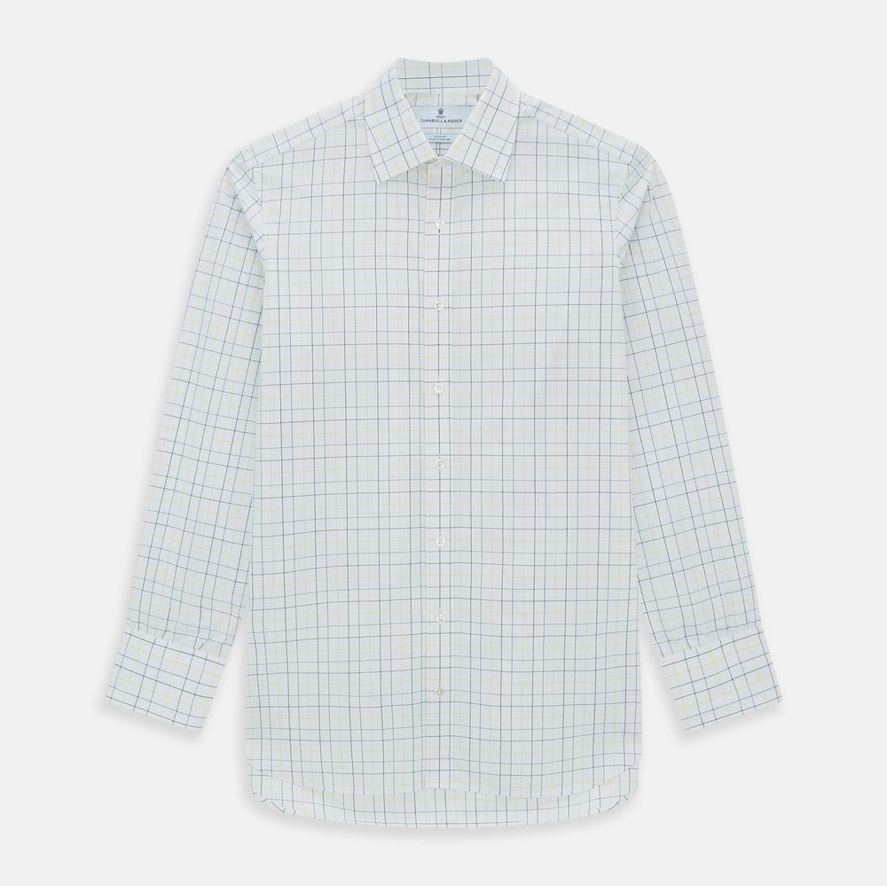 Yellow and Blue Grid Check Mayfair Shirt