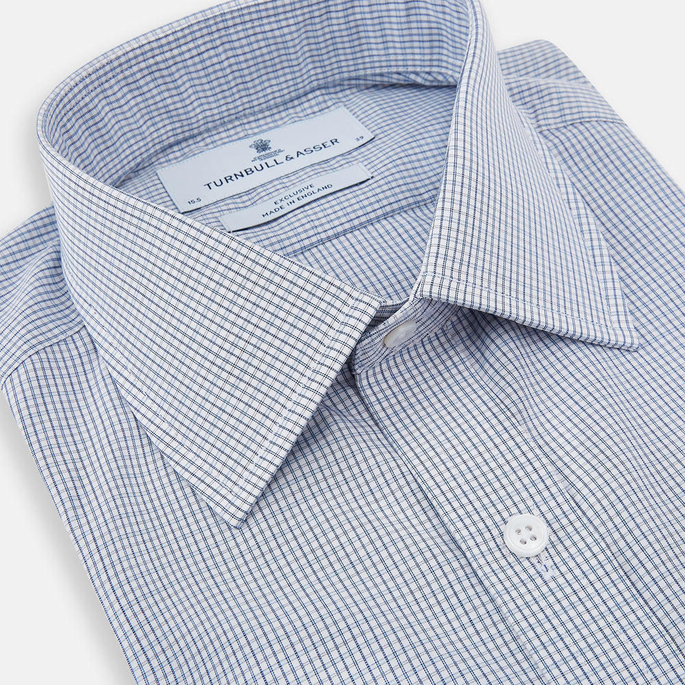 Blue Micro Graph Check Mayfair Shirt