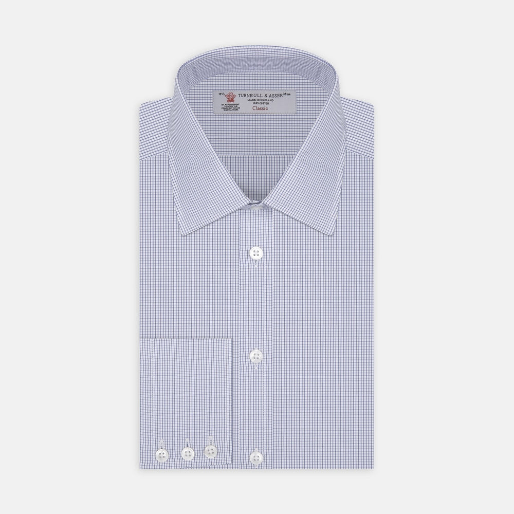 Blue Grid Check Cotton Fabric