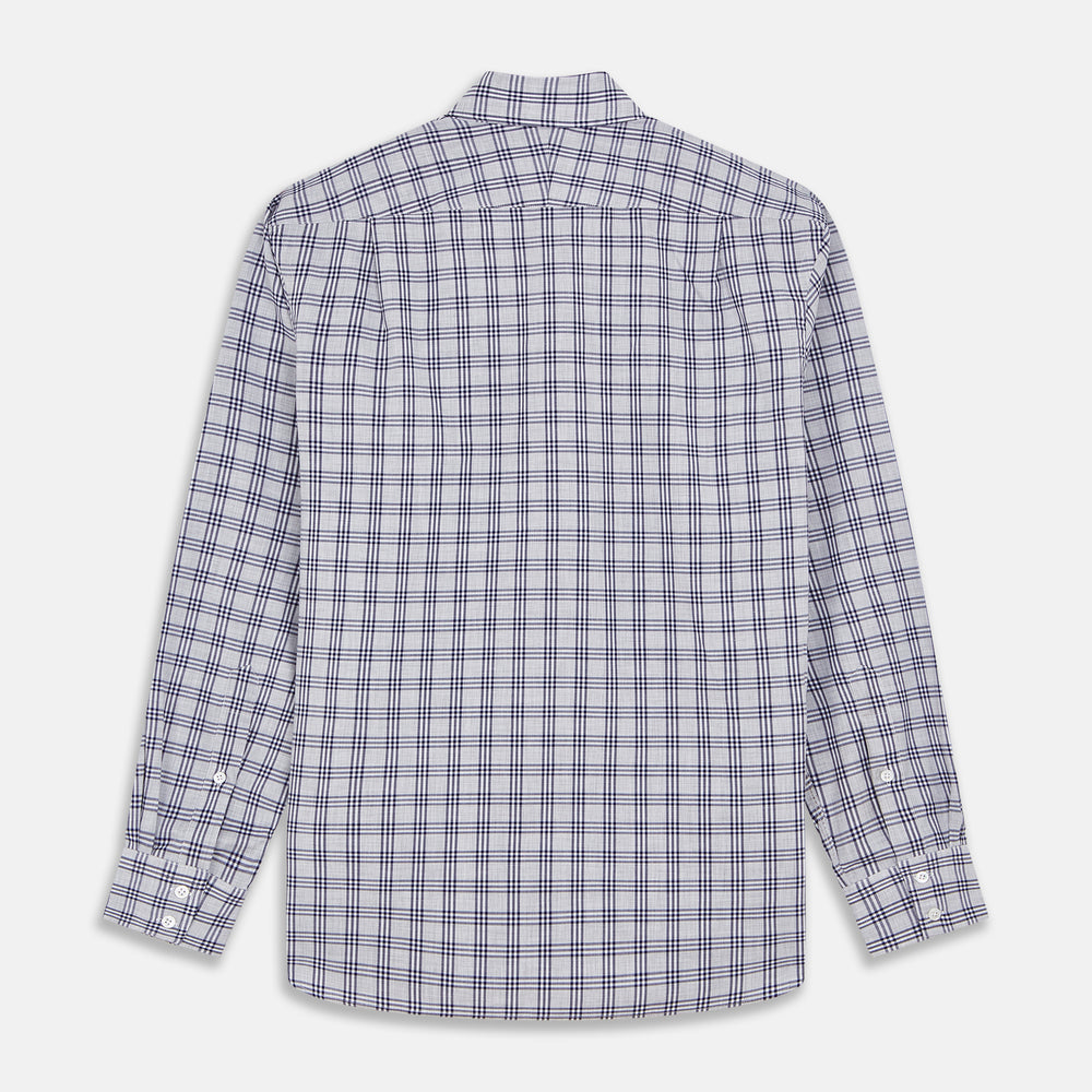 Grey Multi Check Cotton Tailored Fit Shelton Shirt