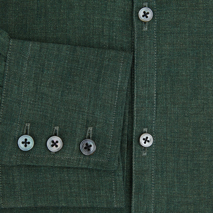 Forest Green Linen Westminster Shirt Image 3