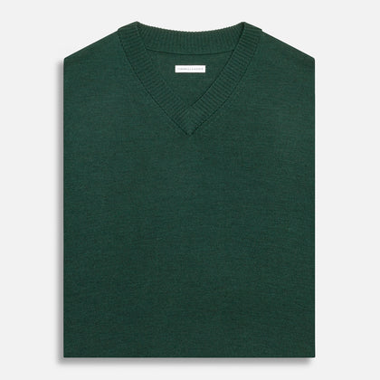 Petrol Green Fine Merino V-Neck Vest Image 3
