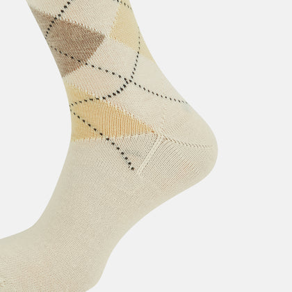 White Wool Check Mid-Length Socks Image 3