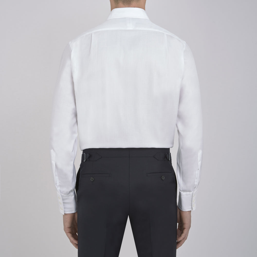 White Herringbone Superfine Cotton Shirt with T&A Collar and 3-Button Cuffs