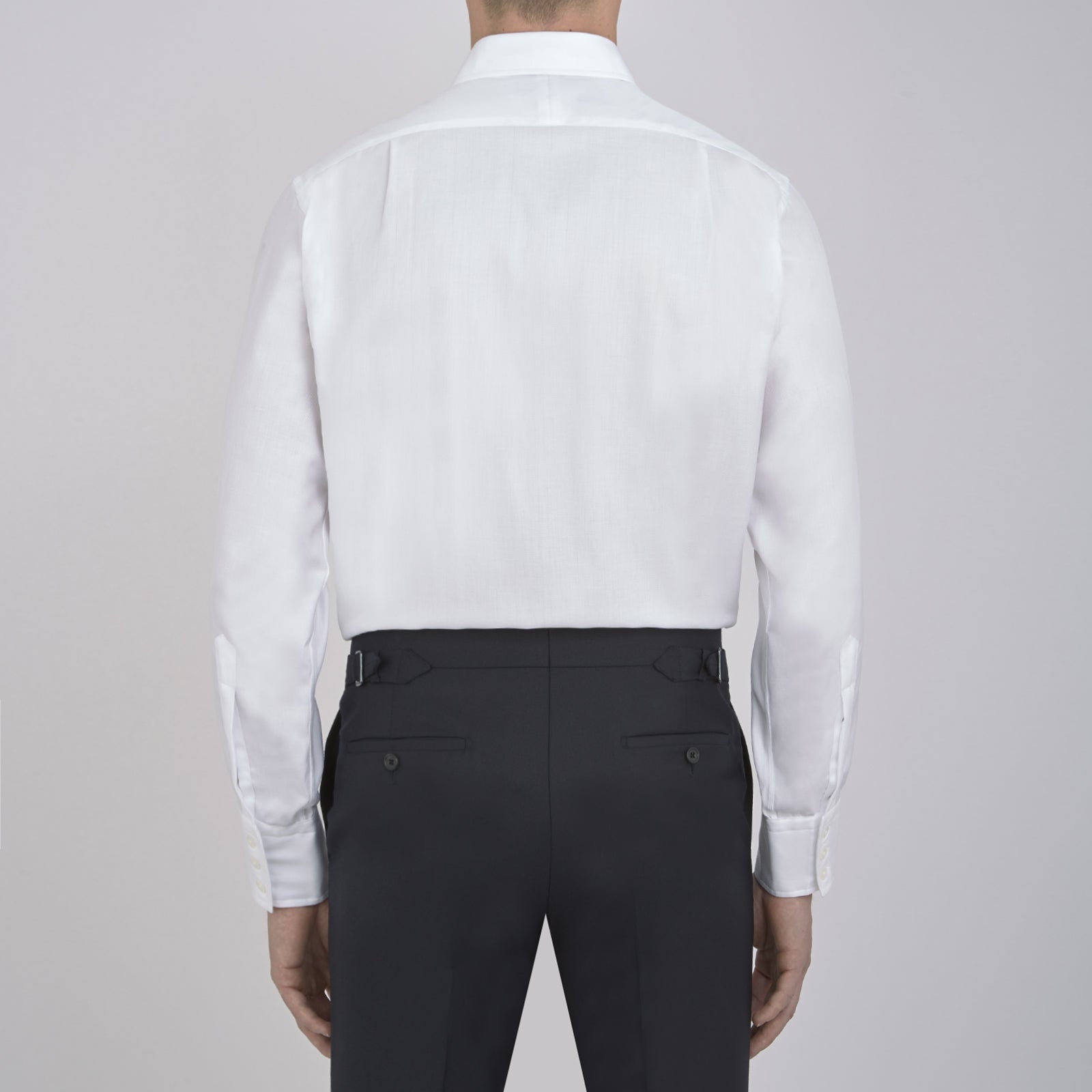 View 5 of product White Herringbone Superfine Cotton Shirt with T&A Collar and 3-Button Cuffs