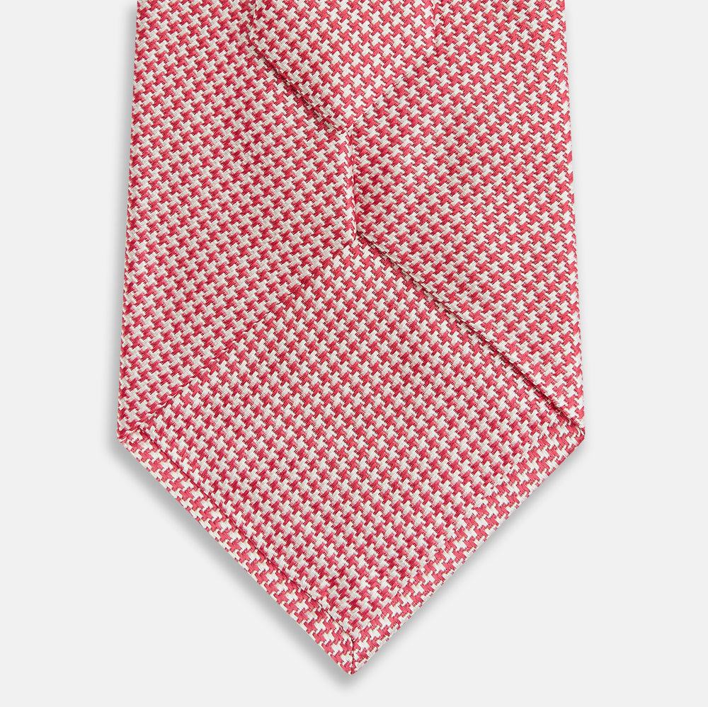 Pink and white Hounstooth Silk Tie
