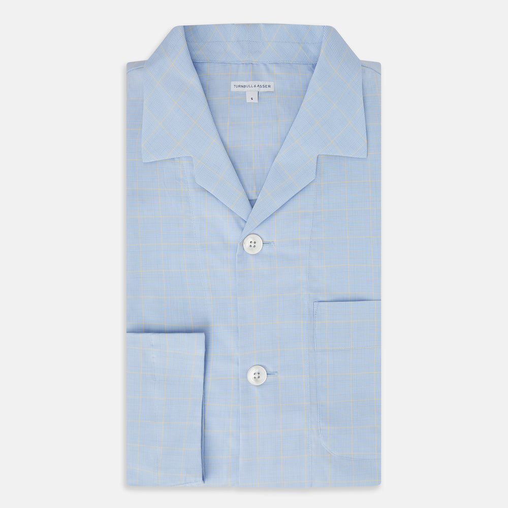 Blue Prince of Wales Check Pyjama Shirt