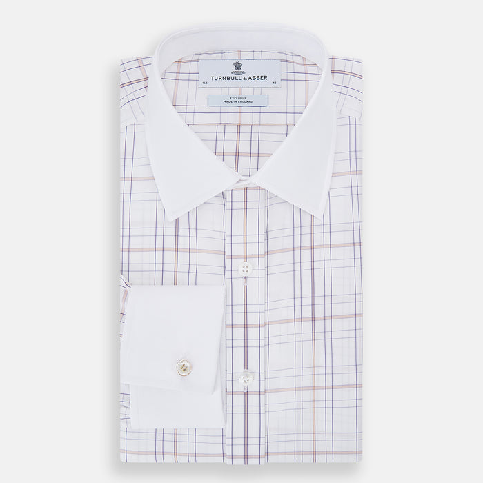 Purple Multi Plaid Check Shirt with Contrast Collar and Double Cuffs Image 9