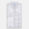 View 5 of product Purple Multi Plaid Check Shirt with Contrast Collar and Double Cuffs