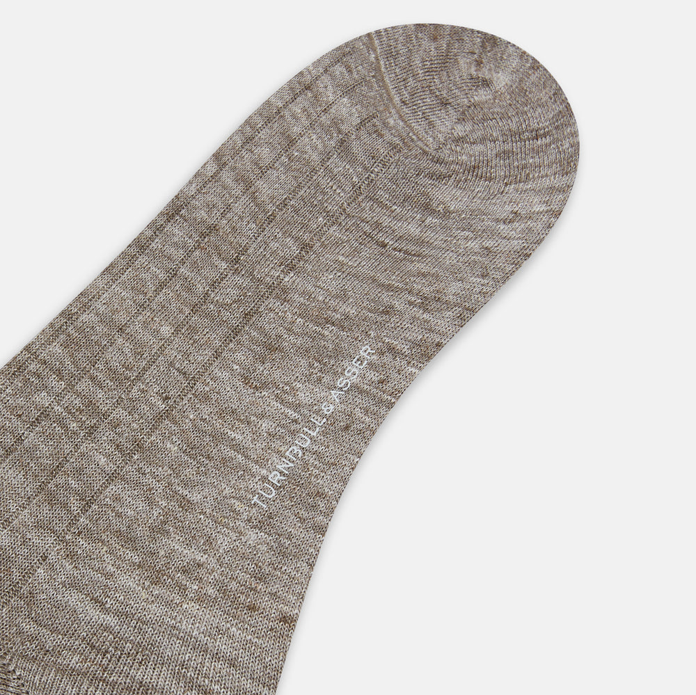 Coffee Linen Mid-Length Socks