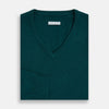 View 4 of product Moss Green Cashmere V-Neck Jumper