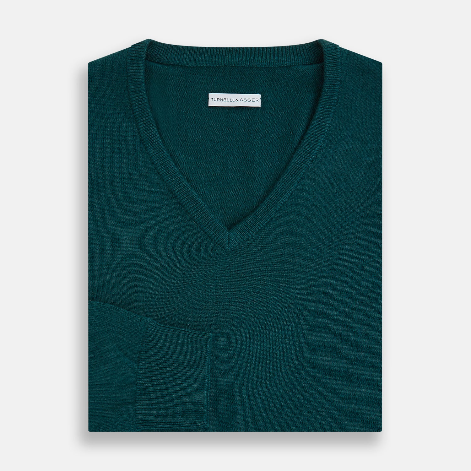 View 4 of product Moss Green Cashmere V-Neck Jumper