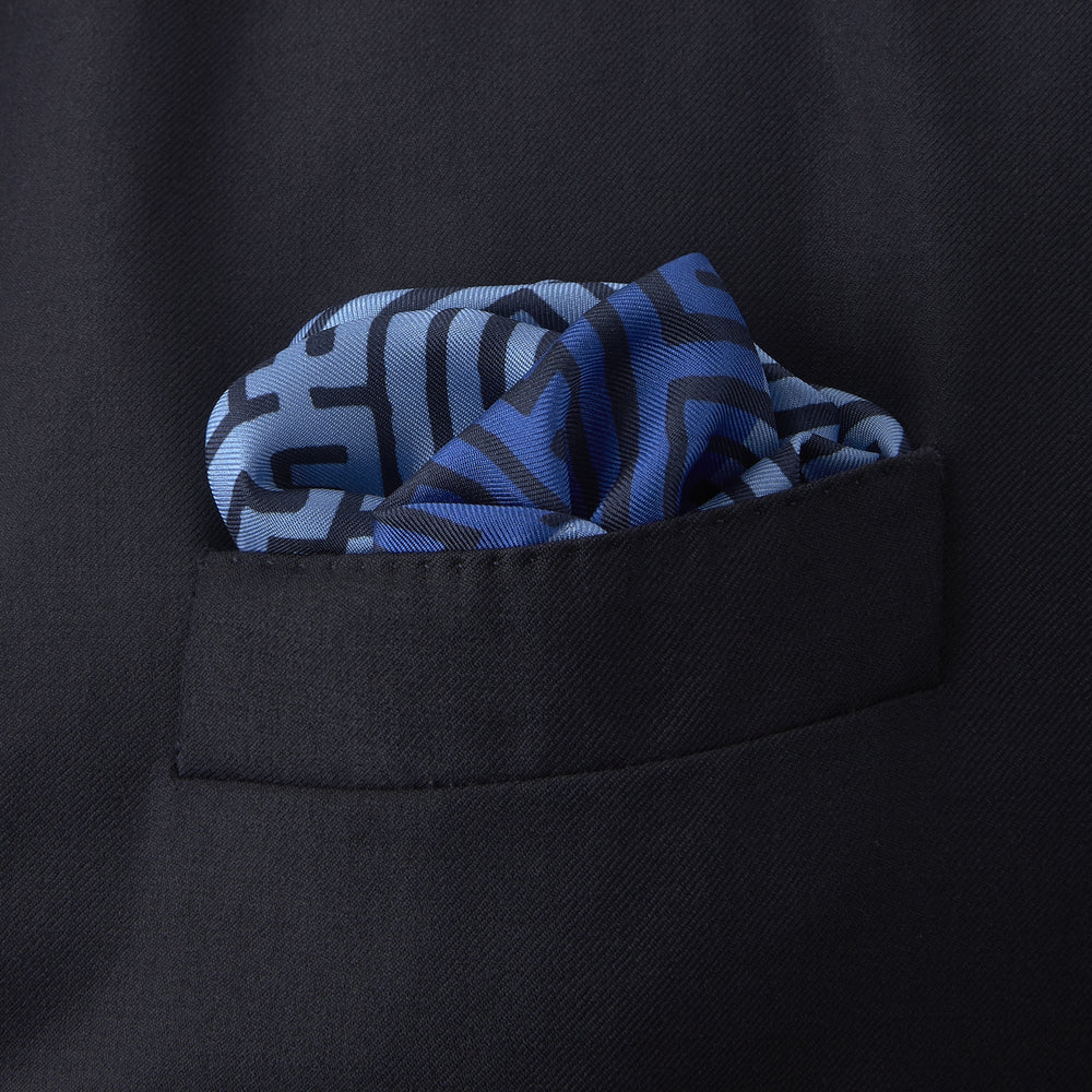 Blue Maze Silk Pocket Square