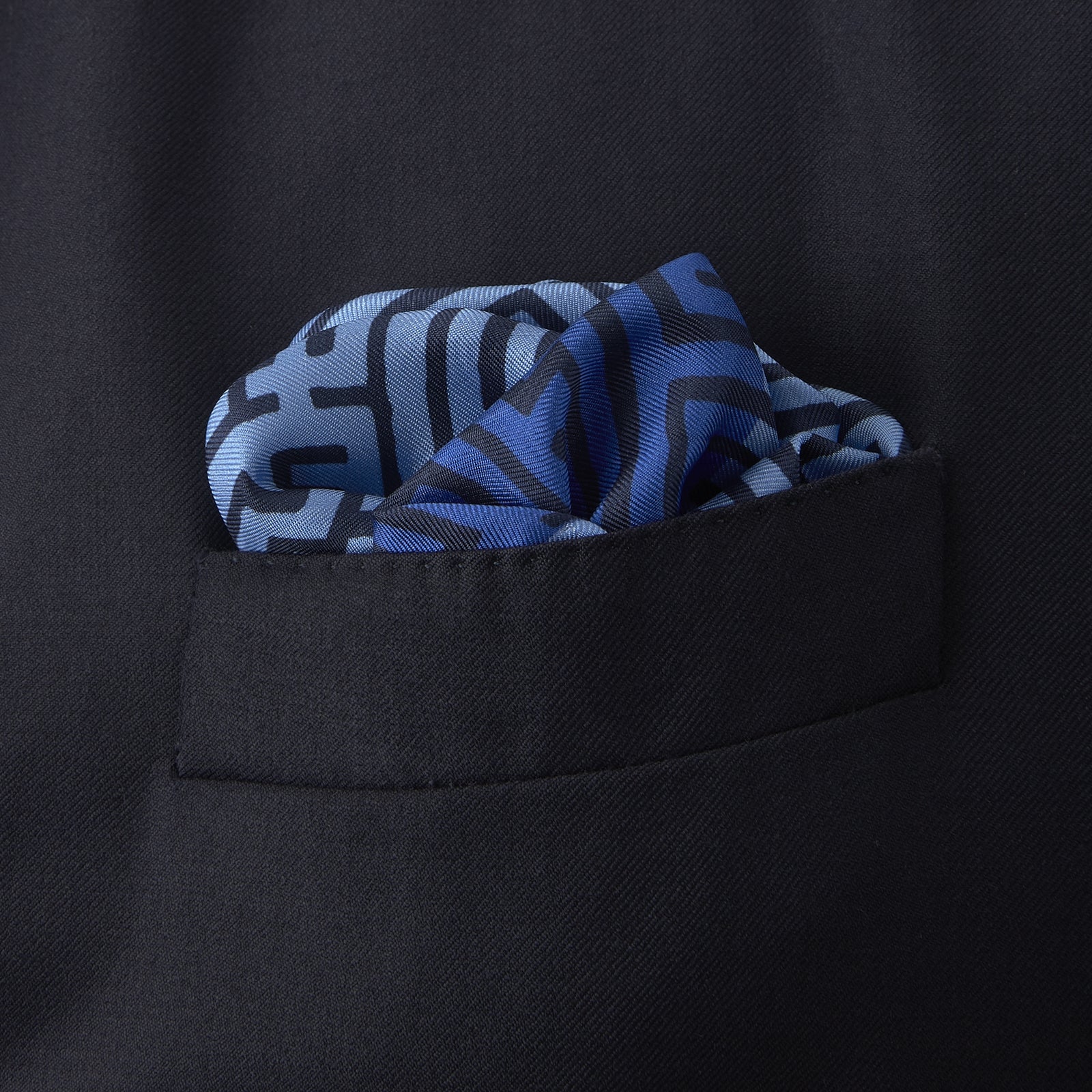 View 4 of product Blue Maze Silk Pocket Square