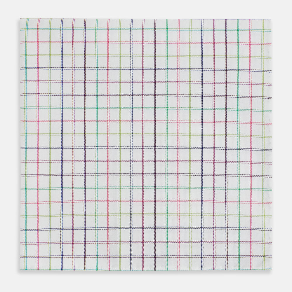 Green Multi Double Grid Check Hand-Rolled Handkerchief