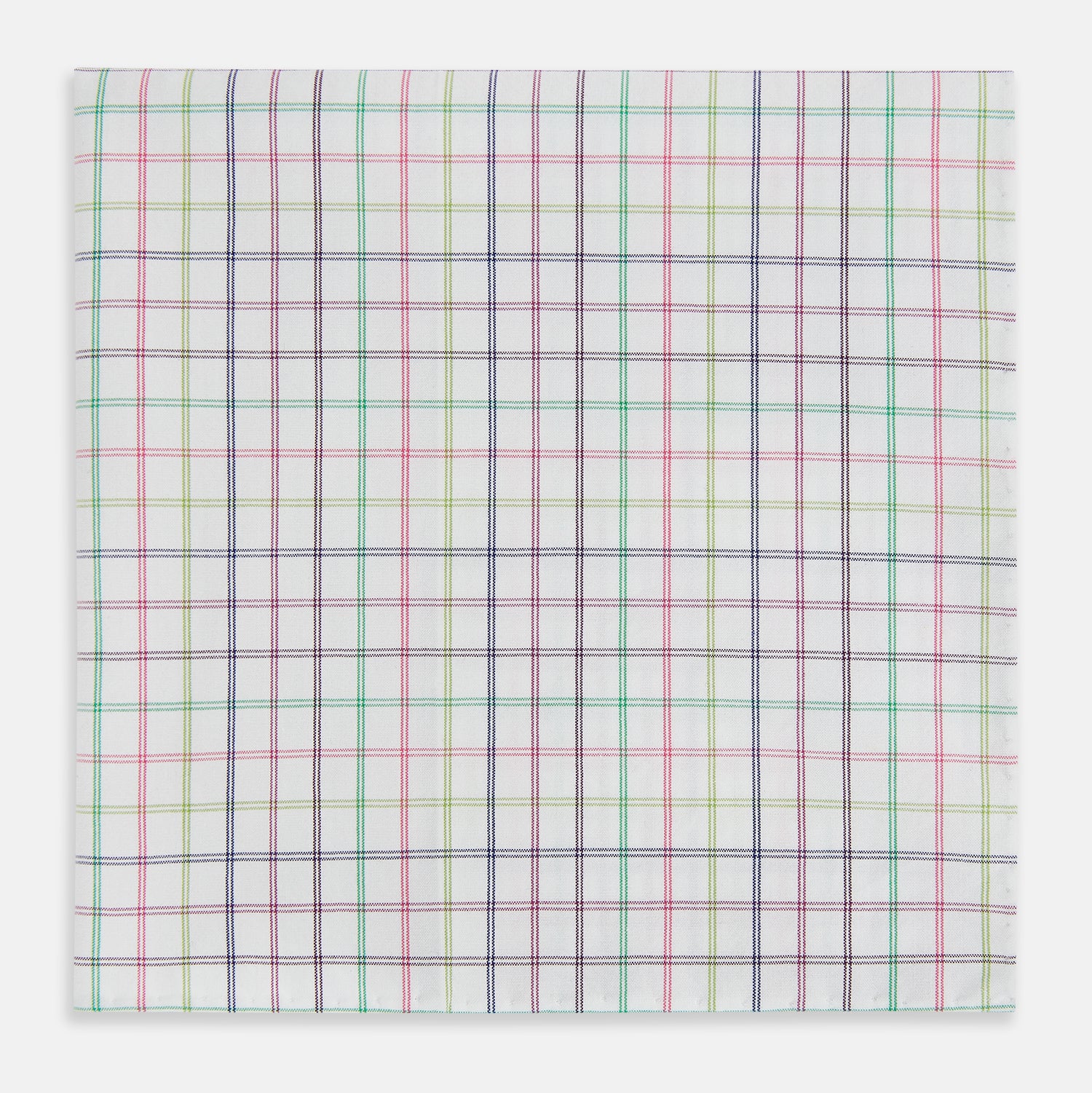 View 3 of product Green Multi Double Grid Check Hand-Rolled Handkerchief