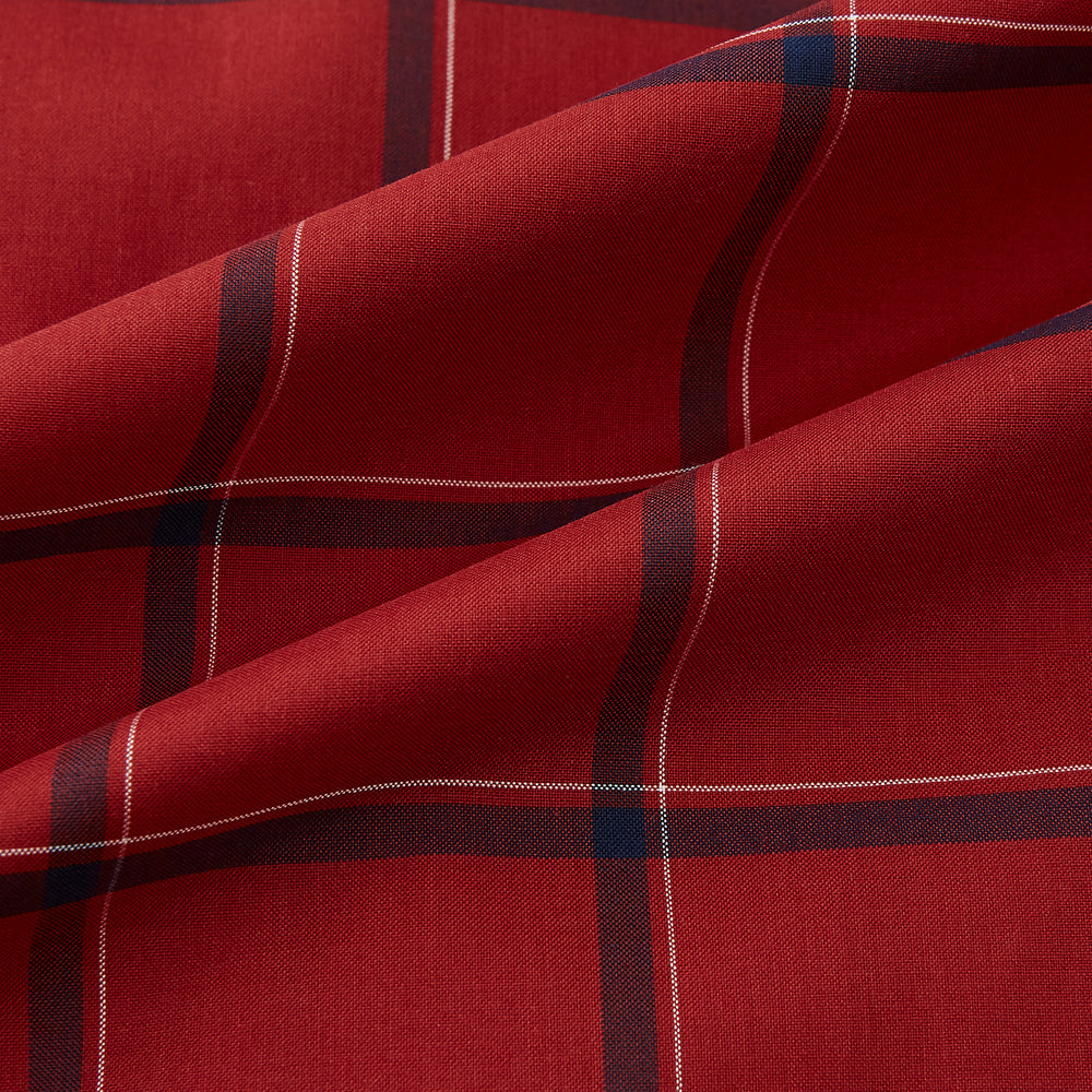 Dark Red Grid Check Windsor Shirt