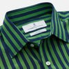 View 3 of product Green and Navy Candy Stripe Silk Weekend Fit Harold Shirt