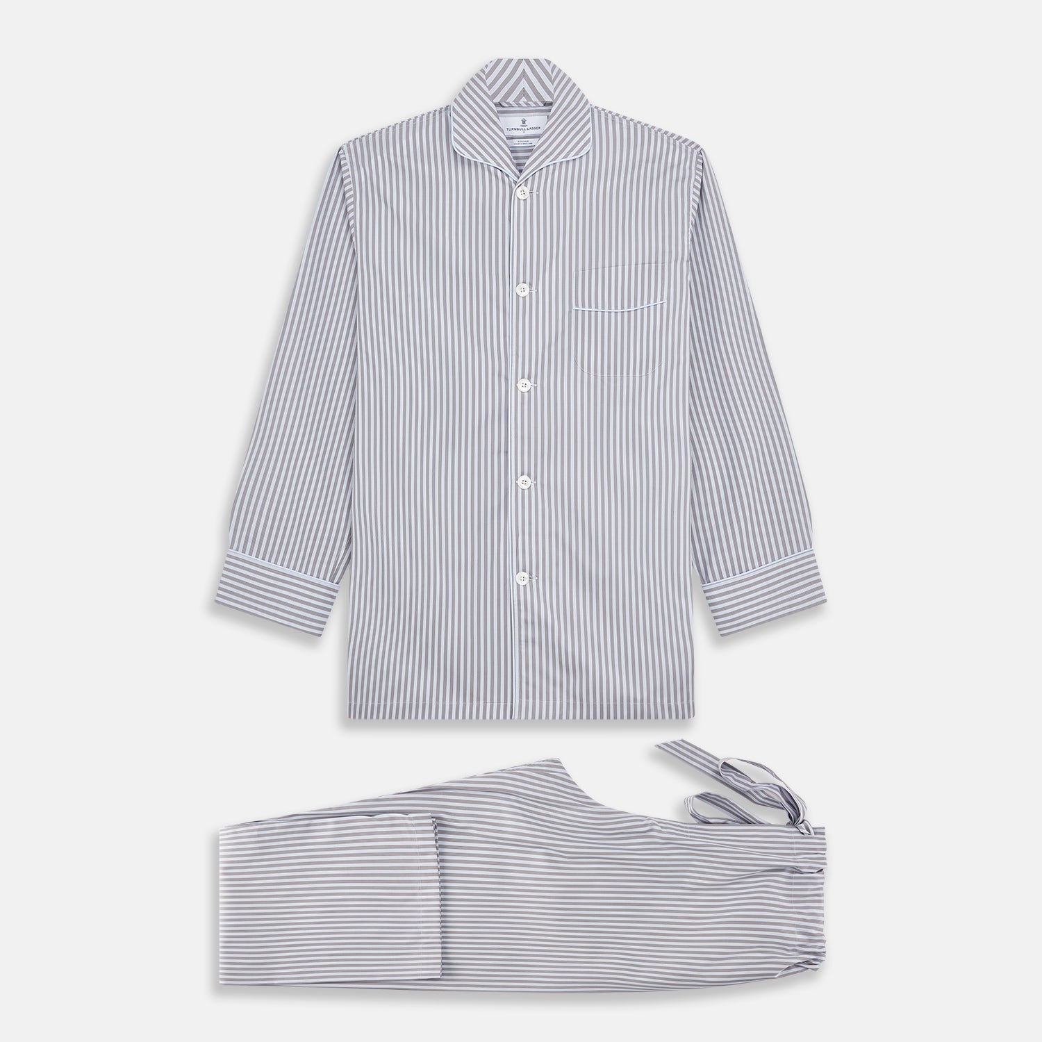 View 1 of product Pale Blue Multi Stripe Cotton Quin Pyjamas