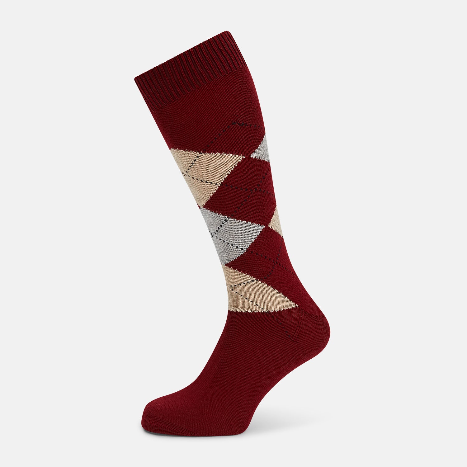 View 1 of product Burgundy Wool Check Mid-Length Socks