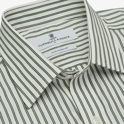 Green Stripe Weekend Fit Shirt with Derby Collar and 1-Button Cuffs Image 3