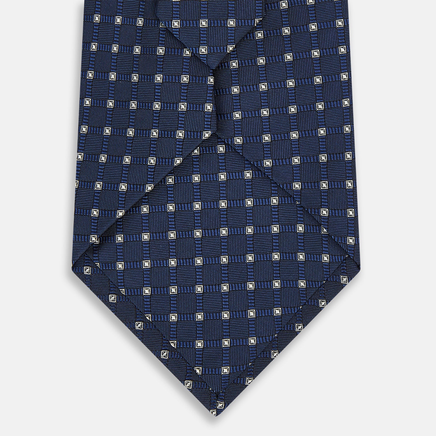 View 3 of product Navy and White Geometric Silk Tie