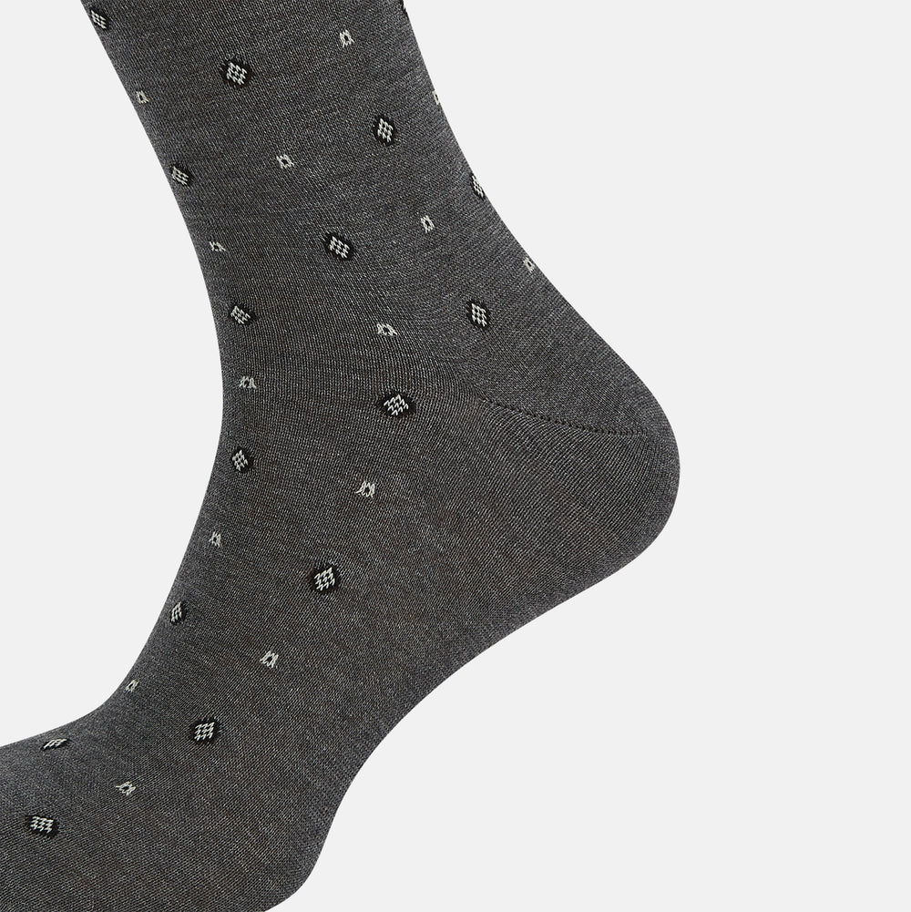 Grey Patterned Mid-Length Socks