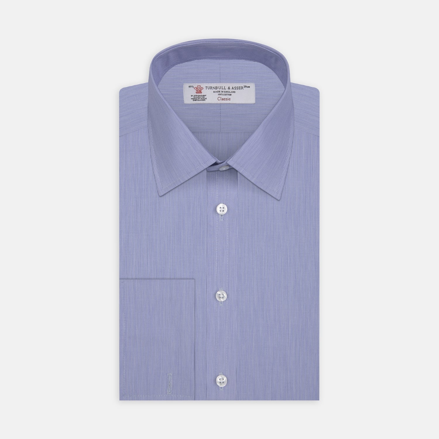 View 1 of product Blue Hairline Stripe Shirt with T&A Collar and 3-Button Cuffs