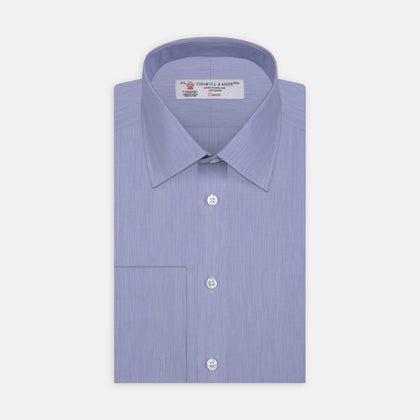 Blue Hairline Stripe Shirt with T&A Collar and 3-Button Cuffs