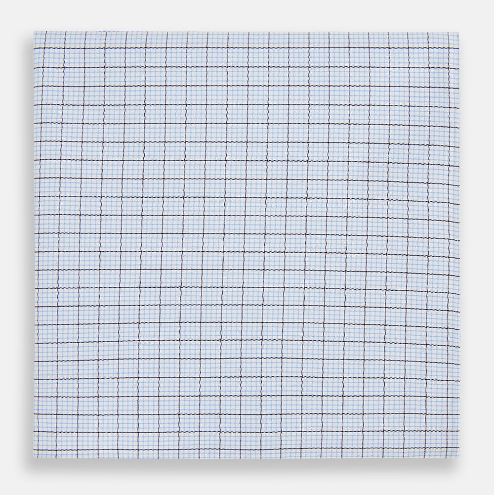 Hand Rolled Blue Multi Graph Check Handkerchief