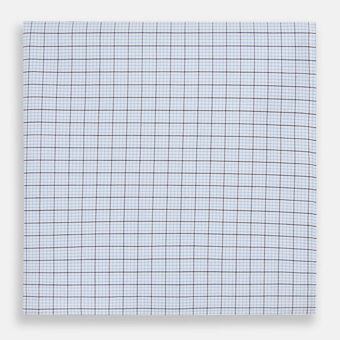 Hand Rolled Blue Multi Graph Check Handkerchief