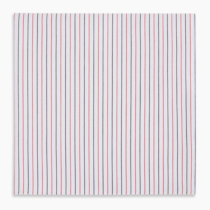 Hand Rolled Red and Navy Pinstripe Handkerchief Image 4