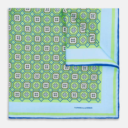 Fern Green Floral Tile Silk Pocket Square Image 5