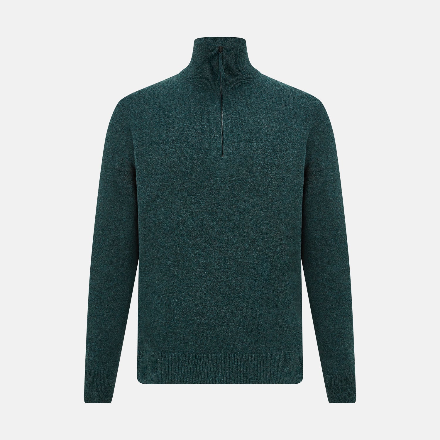 View 1 of product Forest Green Melange Half-Zip Cashmere Jumper