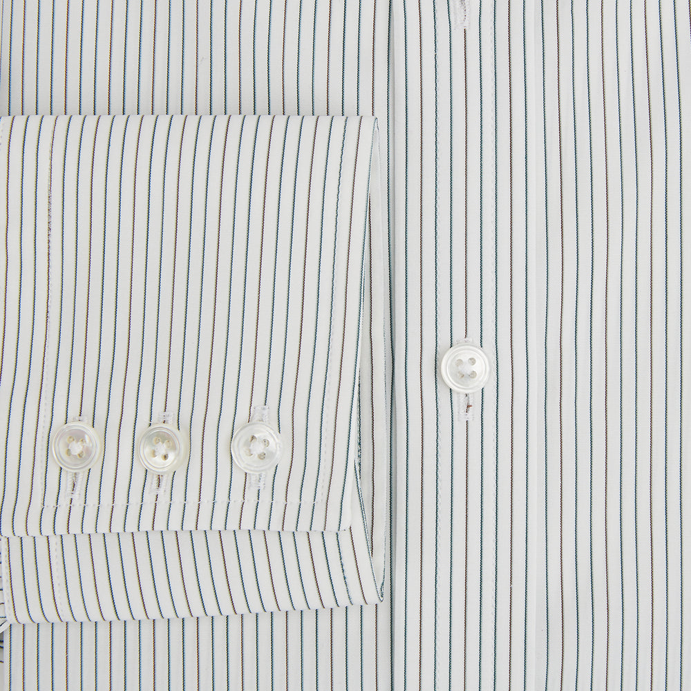 Green and Brown Ticking Stripe Mayfair Shirt