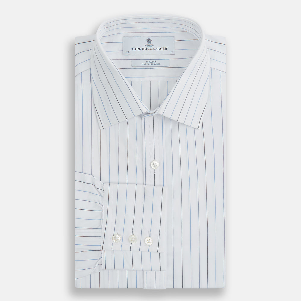 Turnbull & Asser Blue Wide Pinstripe Mayfair Shirt Turnbull & Asser Blue Wide Pinstripe Mayfair Shirt