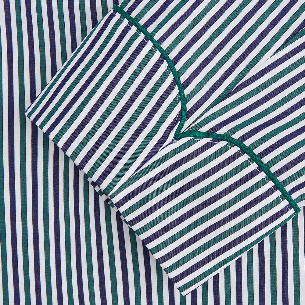 Green and Blue Stripe Cotton Arnold Gown