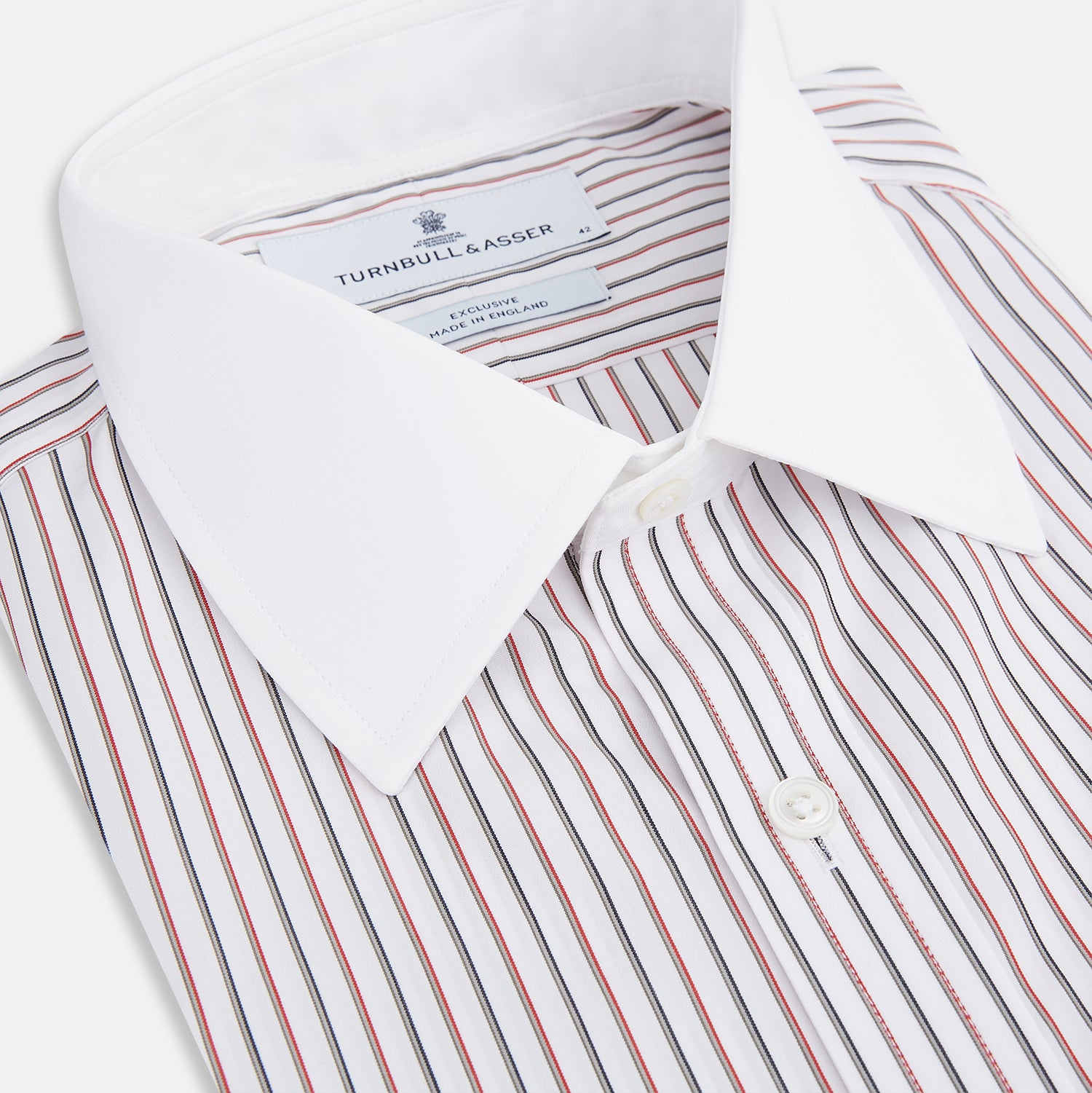 View 2 of product Red Double Stripe Shirt with Contrast T&A Collar and Cuffs