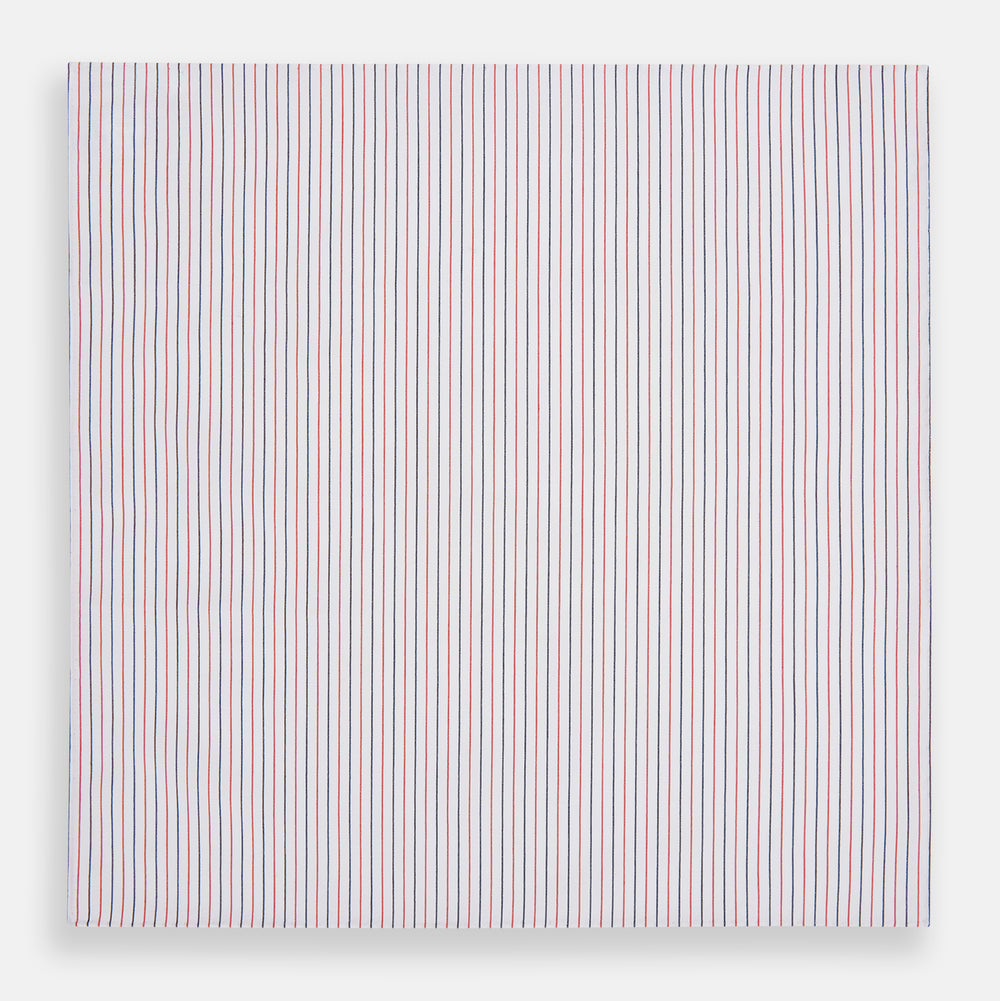 Hand Rolled Red and Navy Pinstripe Handkerchief