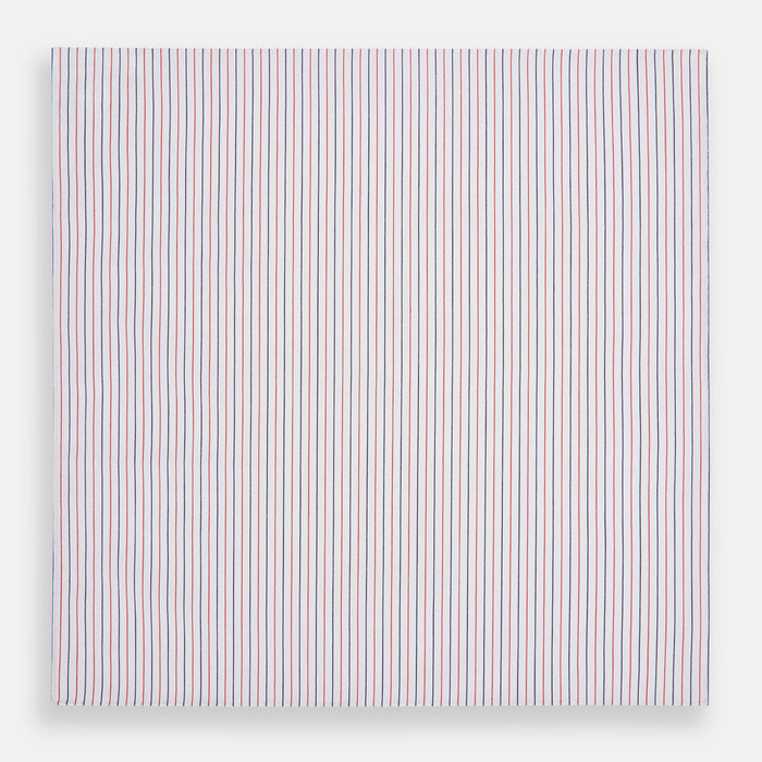 Hand Rolled Red and Navy Pinstripe Handkerchief Image 2