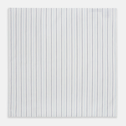 Navy and Blue Wide Pinstripe Hand-Rolled Handkerchief Image 2