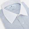 View 2 of product Navy and Blue Ticking Stripe Shirt with Contrast Collar and Double Cuffs