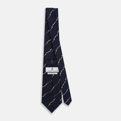 Navy Zigzag Jacquard Silk Tie Image 3