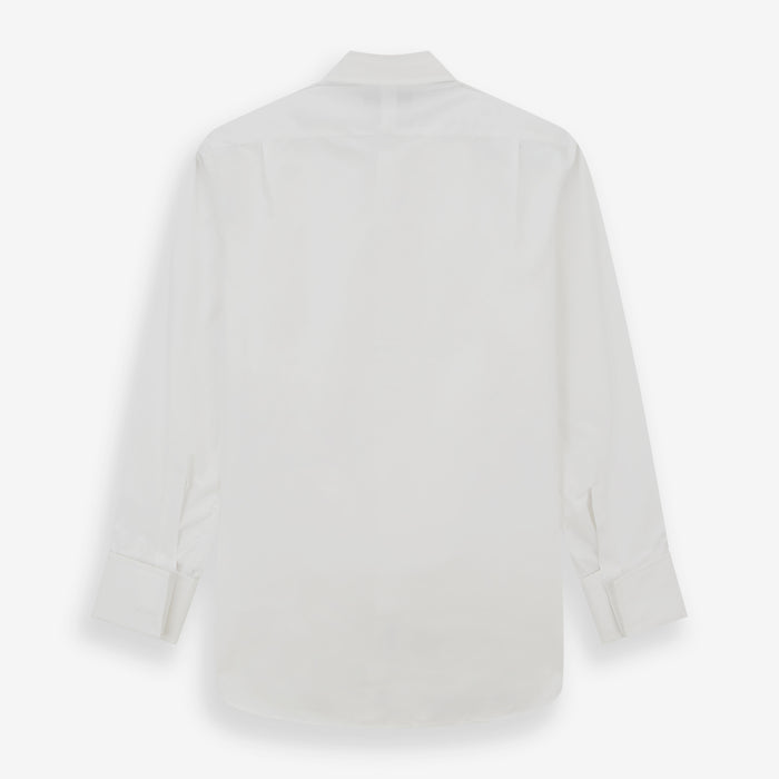 White Pleated Cotton Dress Shirt with T&A Collar and Double Cuffs Image 4