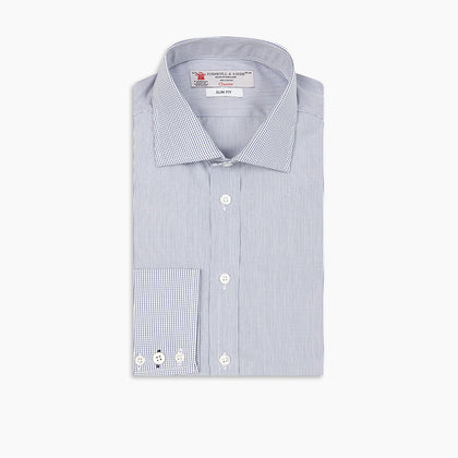 Slim Fit Blue Checked Shirt Image 6