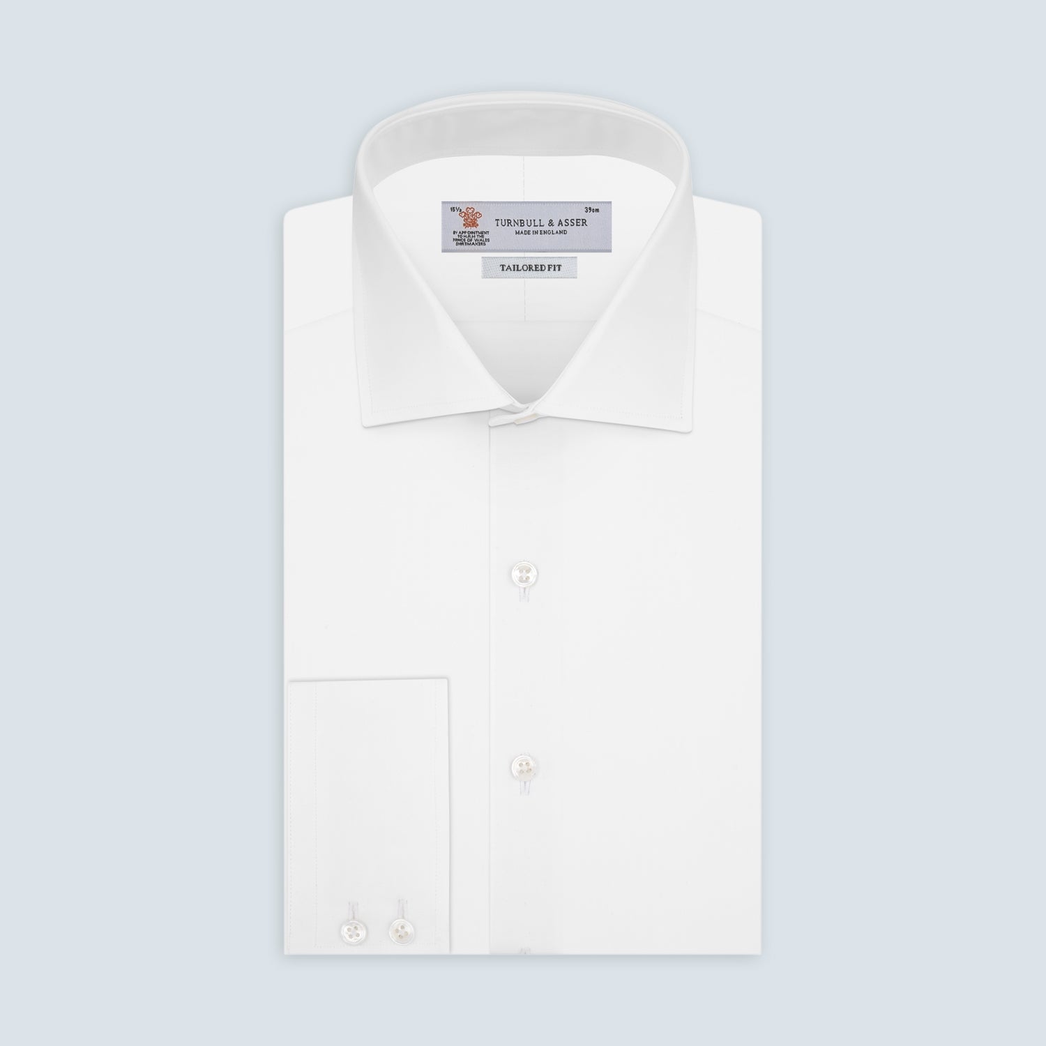 View 1 of product Tailored Fit Two-Fold 120 White Cotton Shirt with Kent Collar and 2-Button Cuffs