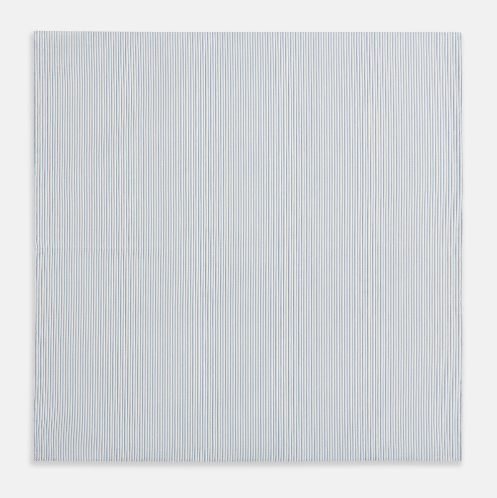 Sky Blue Hairline Stripe Hand-Rolled Handkerchief
