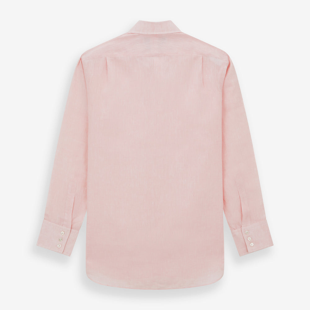 Pink Linen Shirt with T&A Collar and 3-Button Cuffs