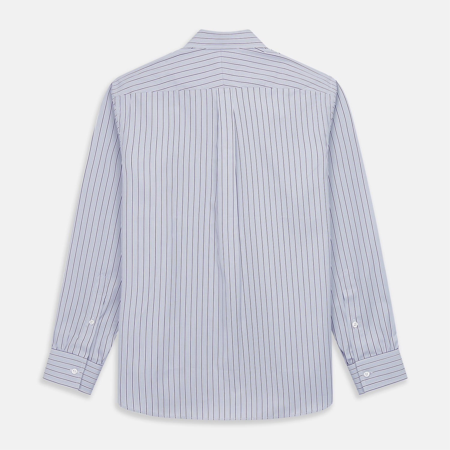 View 5 of product Navy & Blue Stripe Weekend Fit Shirt with Derby Collar and Single Button Cuffs